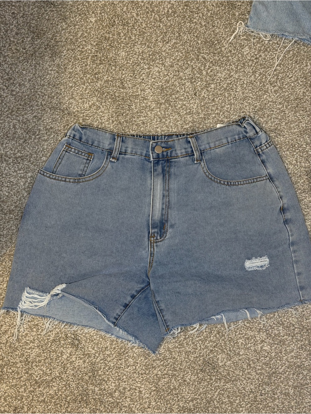 SHEIN Light Blue Distressed High-Rise Jean Shorts